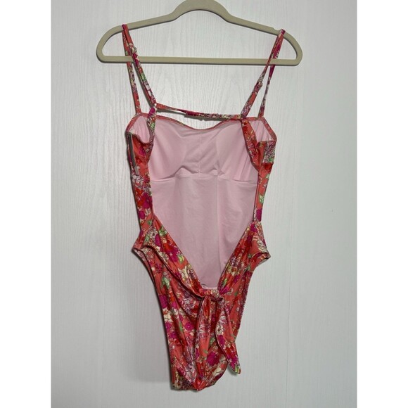 Victoria's Secret One Piece Swim Suit Womens XL Pink Floral Sexy New Tie Waist - Picture 5 of 10